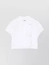 Msgm Short Sleeve Ruffle Detail Cropped Top In White