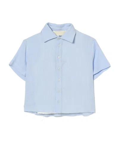 Msgm Babies' Short Sleeve Shirt In Blue