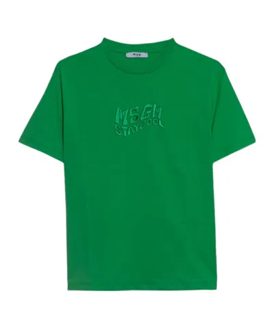 Msgm Short Sleeve T-shirt In Green