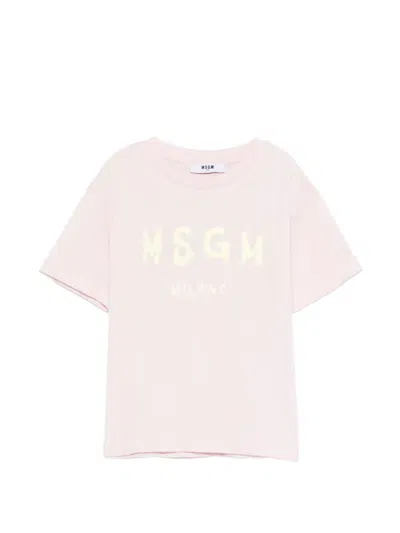 Msgm Kids' Short-sleeve T-shirt In Pink