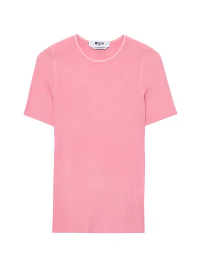 Msgm Short-sleeve T-shirt In Pink