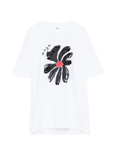 Msgm Kids' Short-sleeve T-shirt In White