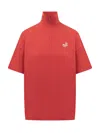 Msgm Short-sleeve T-shirt With Zip  In Red