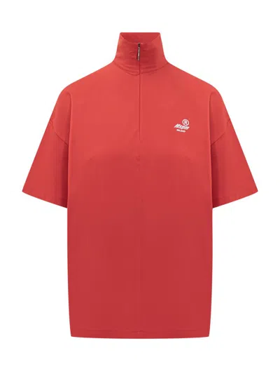 Msgm Short-sleeve T-shirt With Zip  In Red