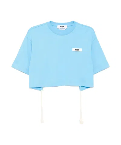 Msgm Short-sleeved Blouse In Blue