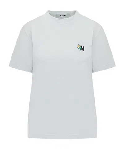 Msgm Short-sleeved Crewneck T-shirt In White