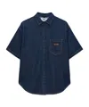 Msgm Navy Blue Cotton Shirt In Black