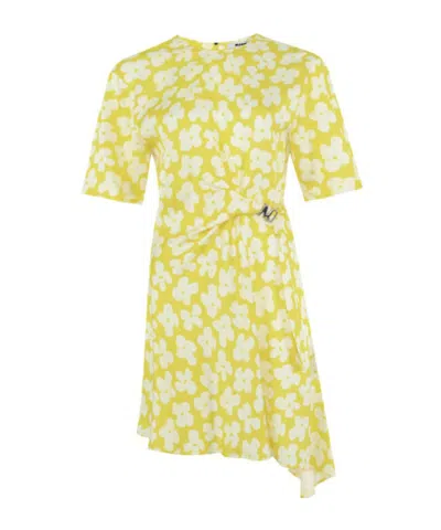 Msgm Short-sleeved Dress In Yellow
