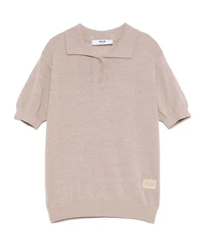 Msgm Short-sleeved Polo Shirt In Gray