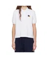 Msgm White Logo Patch Polo In White
