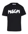 Msgm Black T-shirt For Kids With Logo In Black