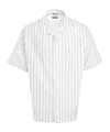 Msgm Short-sleeved Striped Shirt With Floral Accents In White