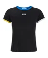 Msgm Black T-shirt With Embroidered Logo On The Front And Contrasting Edges In Cotton Woman In Black