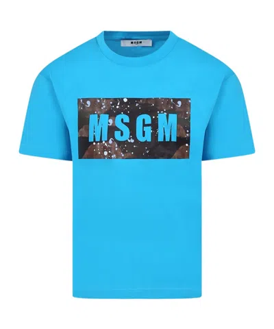 Msgm Short-sleeved T-shirt In Blue