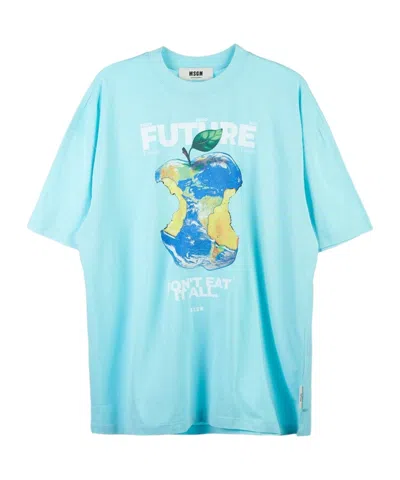 Msgm Short-sleeved T-shirt In Blue