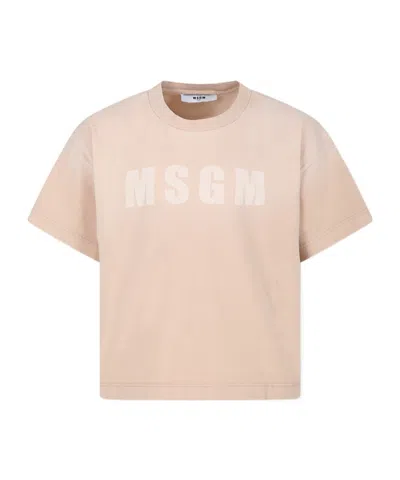 Msgm Short-sleeved T-shirt In Nude