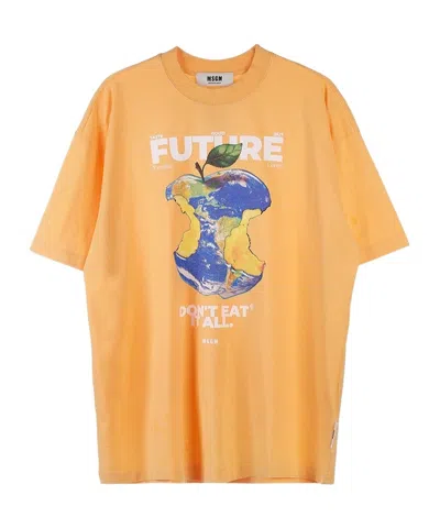 Msgm Short-sleeved T-shirt In Orange
