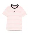 Msgm White And Pink Striped Cotton T-shirt With Logo In Pink