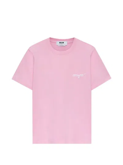 Msgm Short-sleeved T-shirt In Pink