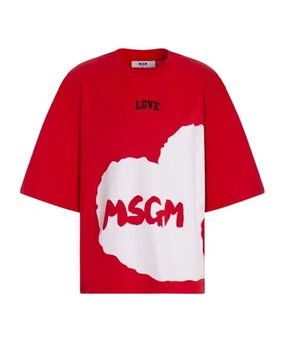 Msgm Short-sleeved T-shirt In Red