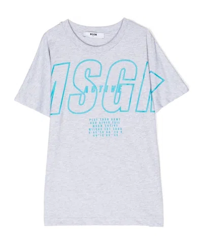 Msgm Kids' Logo-print Short-sleeve T-shirt In White