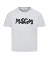 Msgm Grey T-shirt For Kids With Logo In White