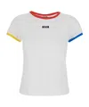 Msgm White T-shirt With Embroidered Logo On The Front And Contrasting Edges In White
