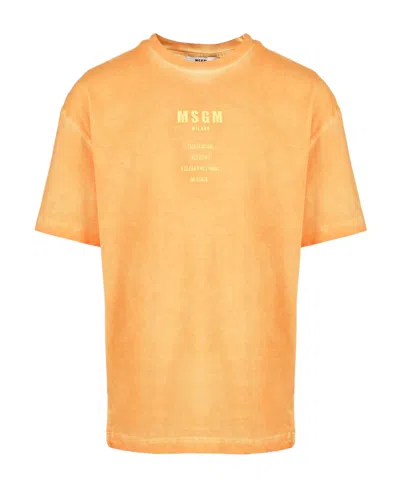 Msgm Kids' Short-sleeved T-shirt With Round Neck In Orange