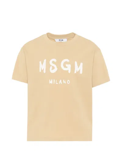 Msgm Short-sleeves T-shirt In Brown