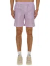 Msgm Regular Fit Cupro Shorts With Logo Detail