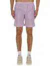 Msgm Regular Fit Cupro Shorts With Logo Detail