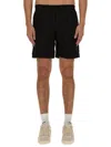 Msgm Black Shorts With Subtle Logo Detail In Black