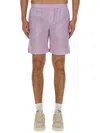 Msgm Short With Logo In Lilac