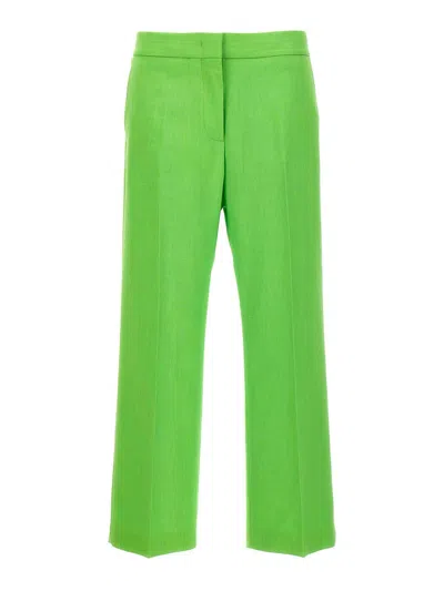 Msgm Flared Trousers With Pockets And Pleats In Green