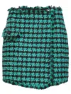 Msgm Textured Houndstooth Tweed Skirt With Frayed Hem