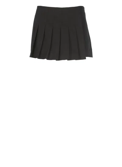 Msgm Pleated Mini Length Cotton Shorts In Black