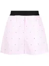 Msgm Rhinestone-embellished Striped Shorts In Rosa