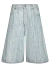 Msgm Faded Denim Blue Shorts With Relaxed Fit In Blue