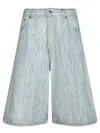 Msgm Faded Denim Blue Shorts With Relaxed Fit In Blue