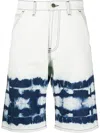 Msgm Cargo Bermudas In White Tie Dye In Blue