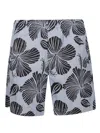 Msgm Striped Hibiscus Printed Shorts In Blue