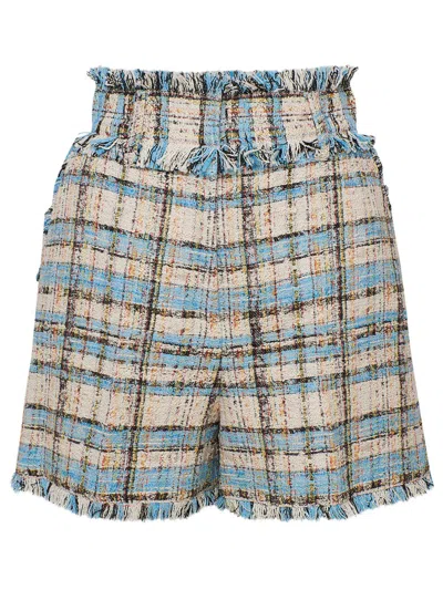 Msgm Shorts Check Azzurri In Blue