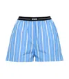 Msgm Cotton Poplin Shorts In Blue