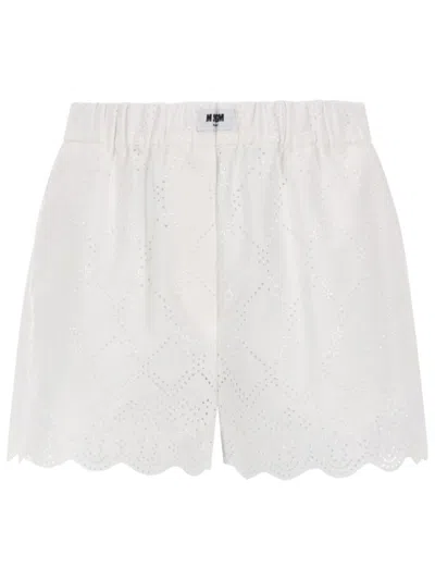 Msgm Shorts Con Motivo Traforato In White