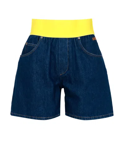 Msgm Shorts Denim+neon Yellow