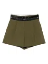 Msgm Pleated-panel Ribbon-trimmed Shorts In Gray