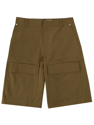 Msgm Cotton Shorts Logo Patch Belt Loops In Brown