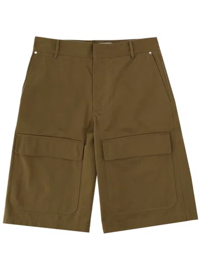 Msgm Cotton Shorts Logo Patch Belt Loops In Brown