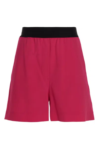 Msgm Shorts 'logo Wool Bermuda' In Fucsia