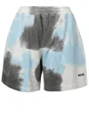 Msgm Tie-dye Print Track Shorts In Multicolor